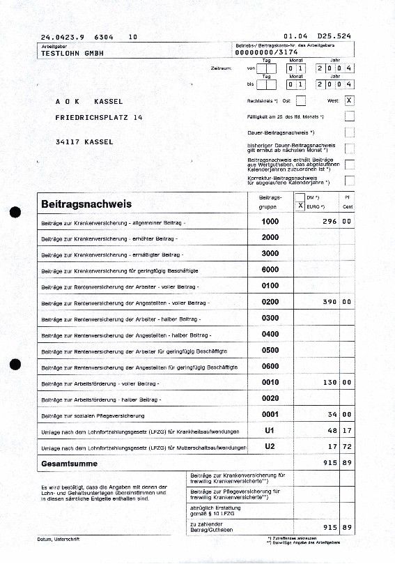 Beitragsnachweis
